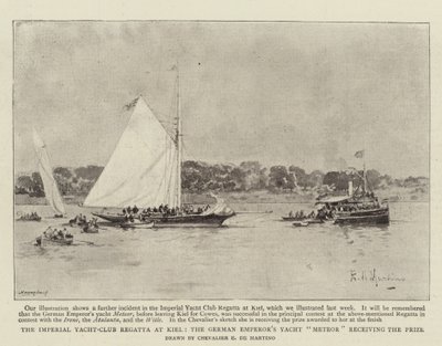 The Imperial Yacht-Club Regatta at Kiel ، نيزك يخت الإمبراطور الألماني يستلم الجائزة بواسطة إدوارد دي مارتينو